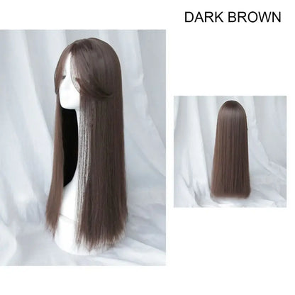 Wig Female Black Eight-letter Liu Haichang Straight Hair Wig Band With Middle Point For Daily Wear Of Full-length Wig