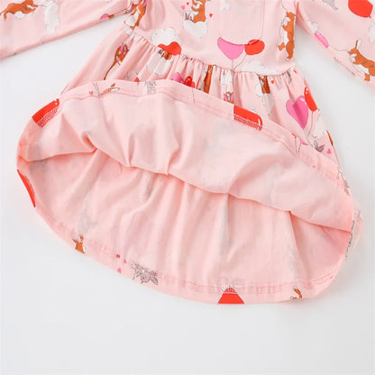 Jumping Meters 2-7T Long Sleeve Princess Girls Dresses Hearts Children's Clothes Party Fashion Kids Frocks