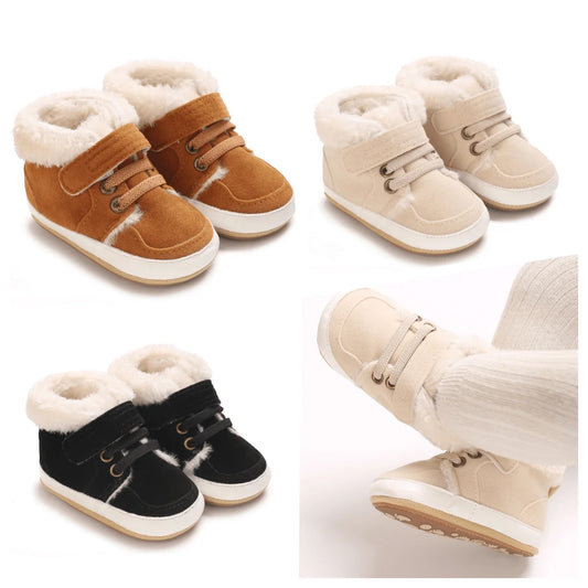 Baby Winter Boots - Soft Cotton Snow Shoes for Toddlers | Warm First Walkers 0-24M | Solid Color Design"