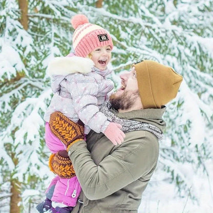 Children's winter hat scarf glove set, warm hat with neck warm gloves hat scarf suitable for girls and boys 6-14 years old.