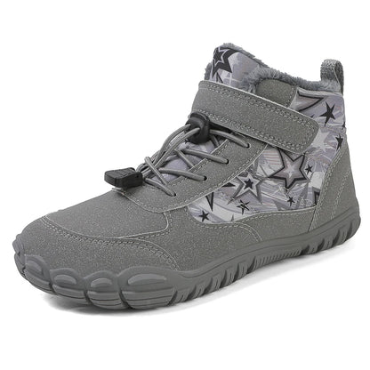 2025 Kids Barefoot Snow Boots Wide Toe Winter Insulated Waterproof Fur Lined Shoes for Boys Girls Cold Weather Outdoor Sneakers