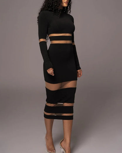 Evening Party Club Bodycon Maxi Dress for Women Spring Autumn Sexy Off Shoulder Lace Patch Long Sleeve Midi Dress
