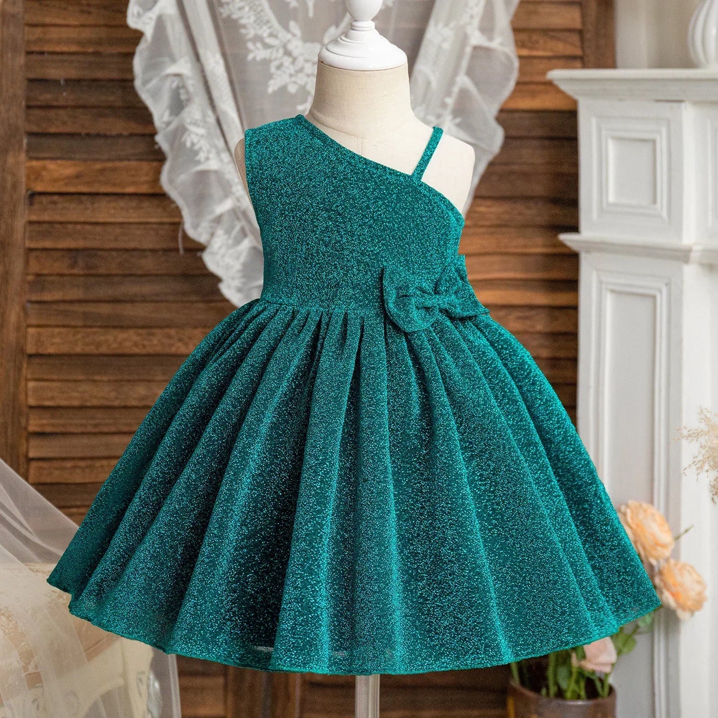 Elegant Party Dress for Girls Formal Evening Luxury Dress 2024 New Bow Sleeveless Princess Dresses Children Birthday Party Gown
