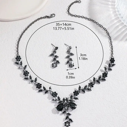Bridal Flower Crystal Jewelry Set Shining Exquisite Earrings Luxury Rhinestone Necklace Banquet