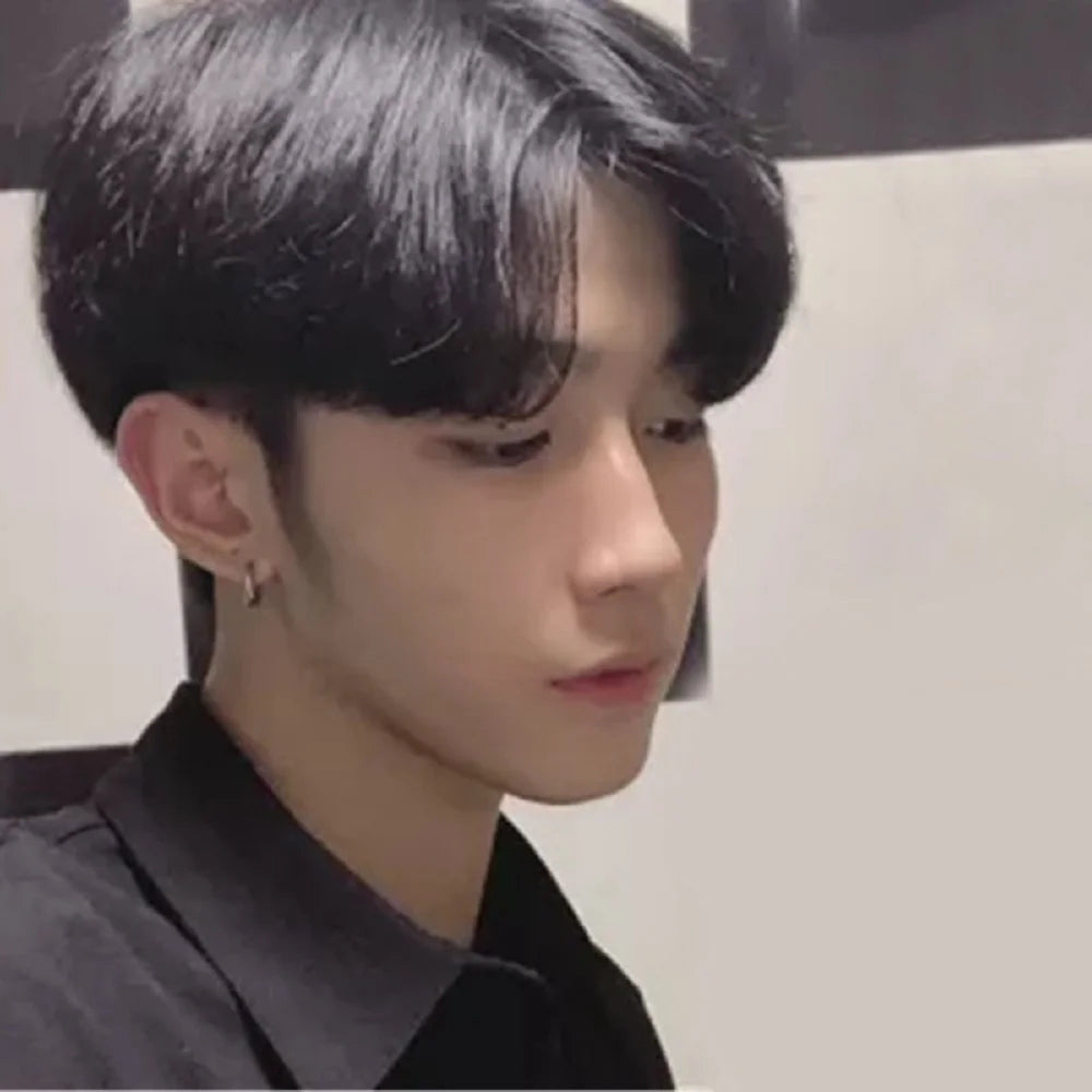 Fashion Men Synthetic Black Short Wig With Middle Parted Bang DIY Styling Wig for Men Daily Wear Toupee Hairpieces Straight Hair