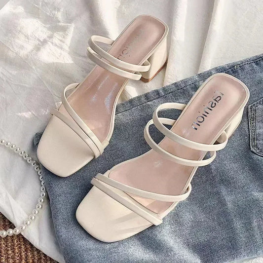 Women High Heel Sandals Summer Fashion Female Shoes Woman Square Heel Open Toe Ladies Sexy Sandalias Wedge Shoes 2025 New