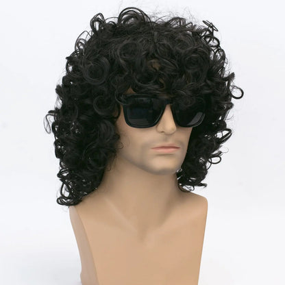 Men's Short Curly Hair Black  synthetic Wig Anime Role-Playing Wig Halloween Role-Playing Costume Wig