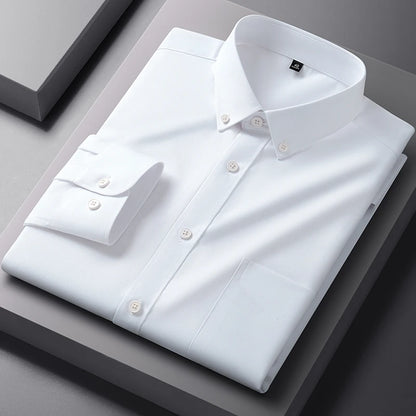 New Quality Anti-Wrinkle Men Shirt Long Sleeves Dress Shirts For Men Slim Fit Camisa Social Business Blouse White Shirt S-4XL