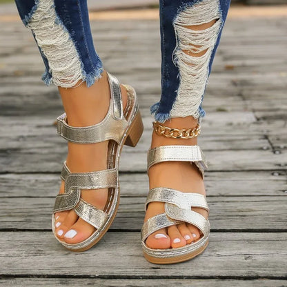 Women Platform High Heels Sandals 2024 Summer Dress Chunky Open Toe Shoes New Design Brand Slingback Sandals Female Zapatos Muje