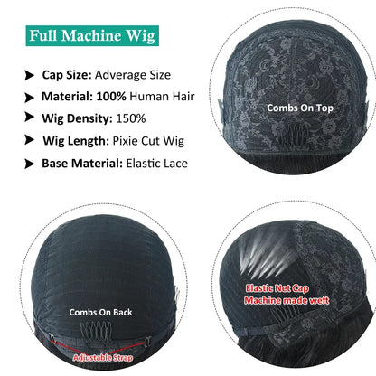 Short Bob Wig Pixie Cut Straight Human Hair Wigs For Women Natural Color Human Hair Accessories Glueless Wig Ready To Wear Sale