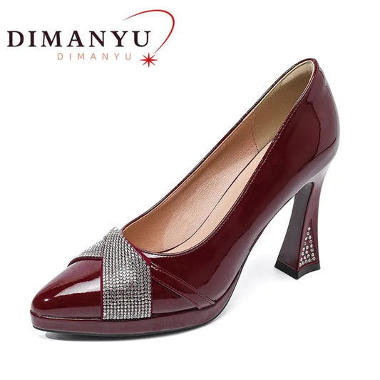 Women's Banquet Shoes High Heels 2025 Autumn Pointed Toe Pump Platform Rhinestone Dress Shoes Fashion Temperament Women's Shoes