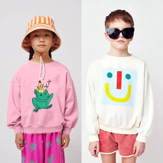 Boys Graphic Sweatshrits 2025 Spring Cotton Tops for Girls Long Sleeve Children Pullovers Cartoon Toddler Outerwear Kids Hoodies