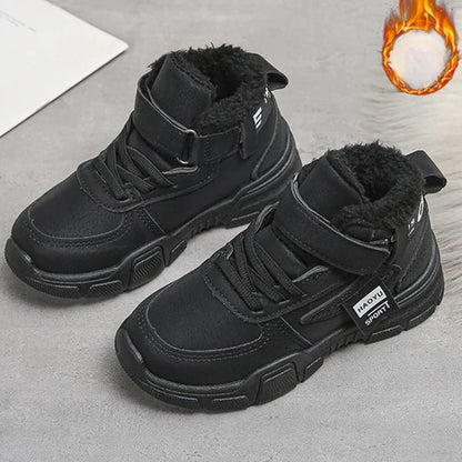 2025 Winter New Children's Boots Boys Plus Cashmere Thicken Warm Snow Boots Girls Fashion Non-slip Outdoor Boots Student Shoes