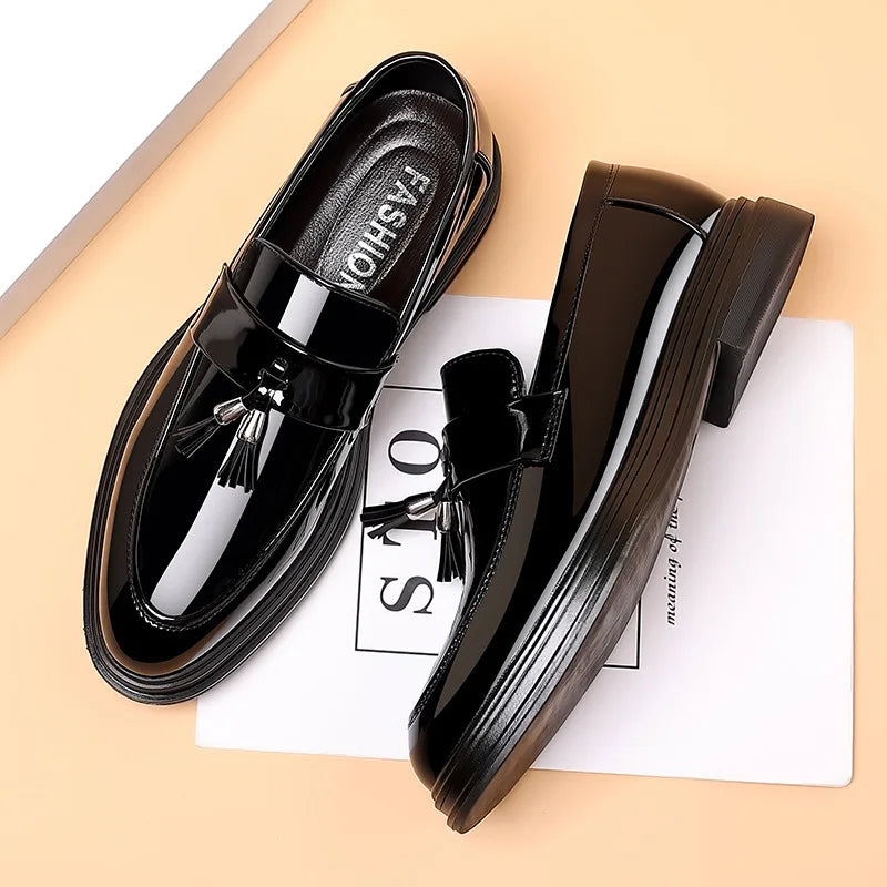 Men Business Dress Casual Fashion Elegant Formal ShoesSlip-on Evening Dress Loafers Party Tassel Leather Shoes Wedding Shoes