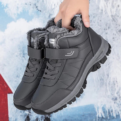 Winter Boots for Men New Waterproof PU Leather Warm Snow Ankle Boots Outdoor Warm plush Non-slip Work High-top Casual Shoes