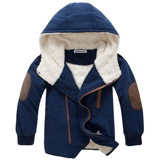 Winter Thick Boys Jackets 2023 New Warm Clothes Children Jacket Plus Velvet Padded Jacket Boy Hooded Jackets Mid-length Snowsuit