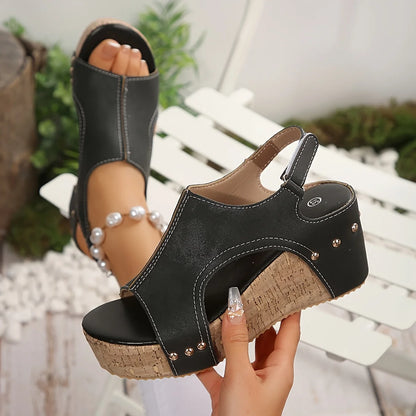 2025 New Women's Summer Sandals, Non Slip Walking Shoes, Wearing Wedge Heels, Party Slippers, and Women's Shoes.