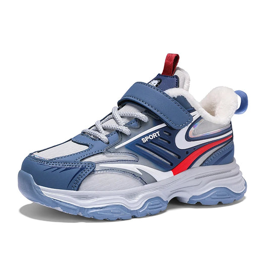 Children Winter Leather Cotton Shoes Boys Waterproof Warm Running Shoes Kids Outdoor Casual Shoes Warm Sports Shoes for Girls