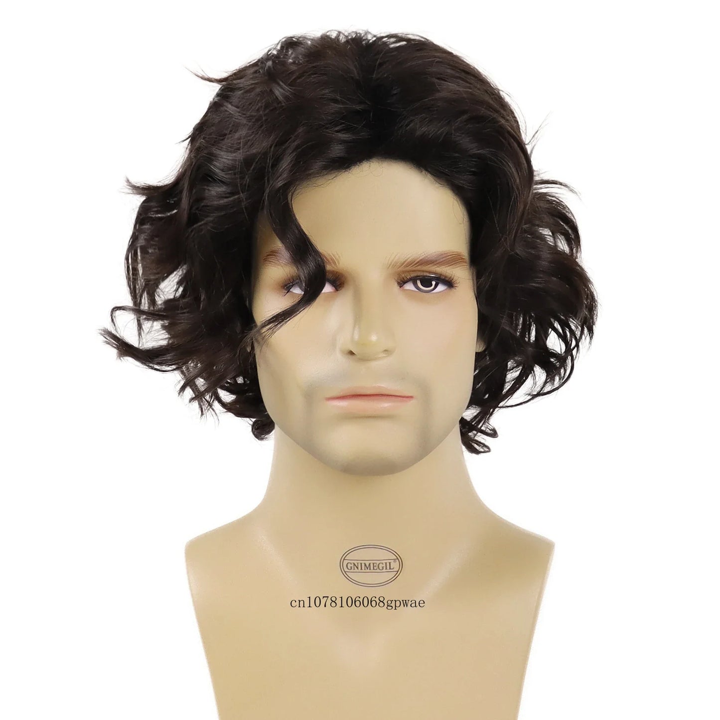 Short Curly Wig for Men Synthetic Layered Wavy Brown Wigs Cosplay Costume Daily Party Halloween Heat Resistant Natural Looking