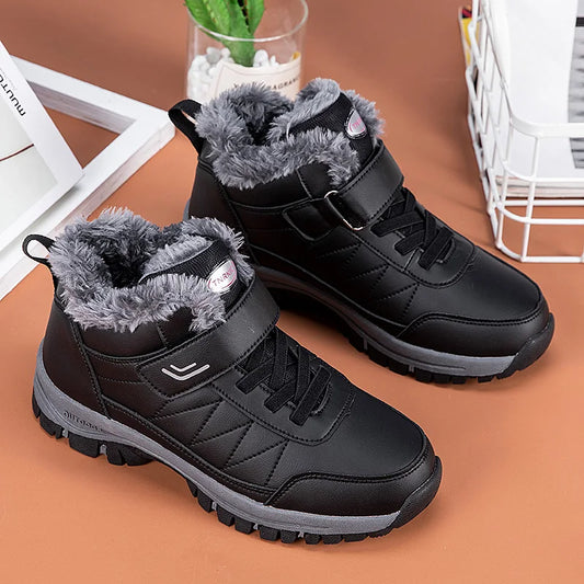 Winter Boots for Men New Waterproof PU Leather Warm Snow Ankle Boots Outdoor Warm plush Non-slip Work High-top Casual Shoes