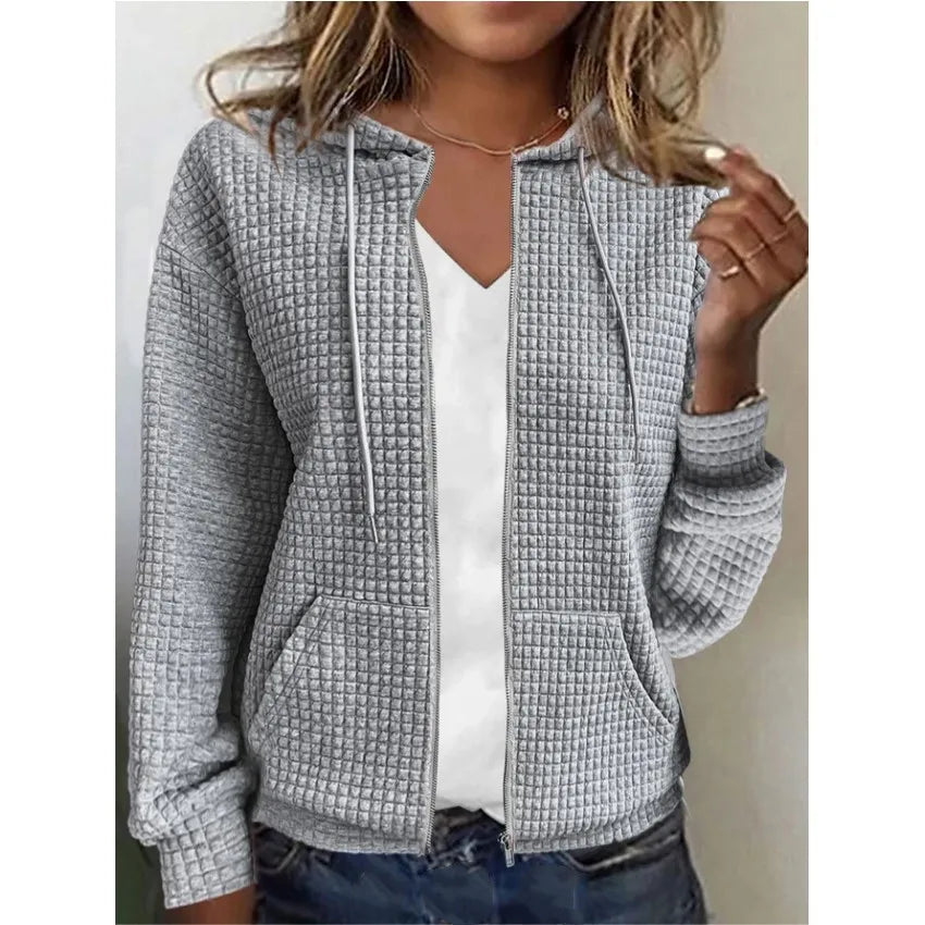Women's Coats Zipper Hooded Cardigan Long Sleeve Sweater Jacket for Women