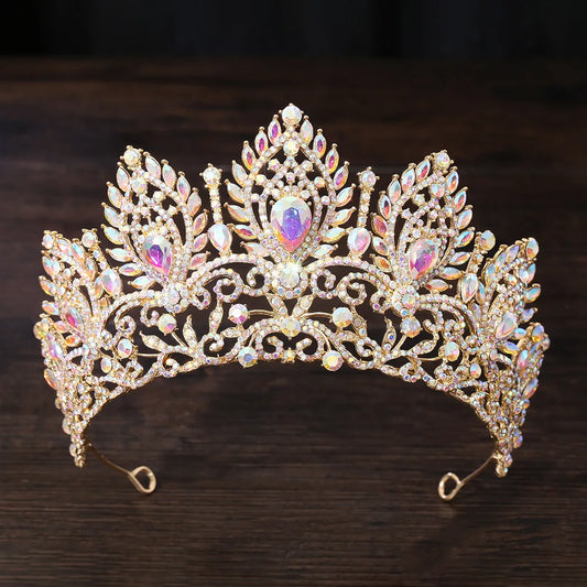 KMVEXO Baroque Queen Large Crystal Rhinestone AB Tiaras Crown Bridal Women Girl Wedding Diadem Princess Party Hair Dress Jewelry