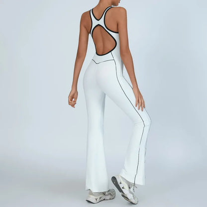 Women Jumpsuits Flare Pants Yoga Sets Workout Clothing Bodysuit with Pad Activewear