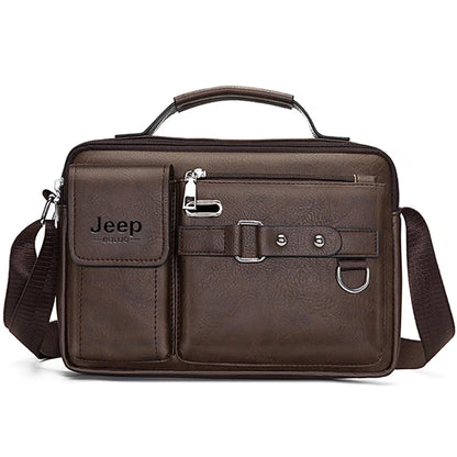 JEEP BULUO Multi-function Business Handbags Men New Man's Shoulder Bags Large Capacity Leather Messenger Bag Crossbody Big Brand