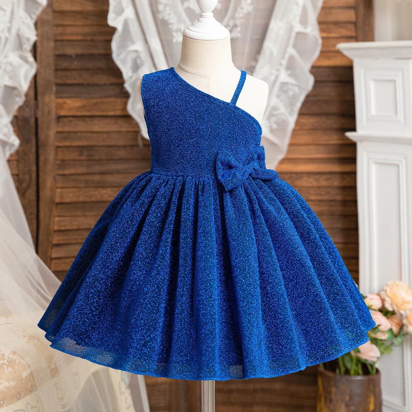 Elegant Party Dress for Girls Formal Evening Luxury Dress 2024 New Bow Sleeveless Princess Dresses Children Birthday Party Gown