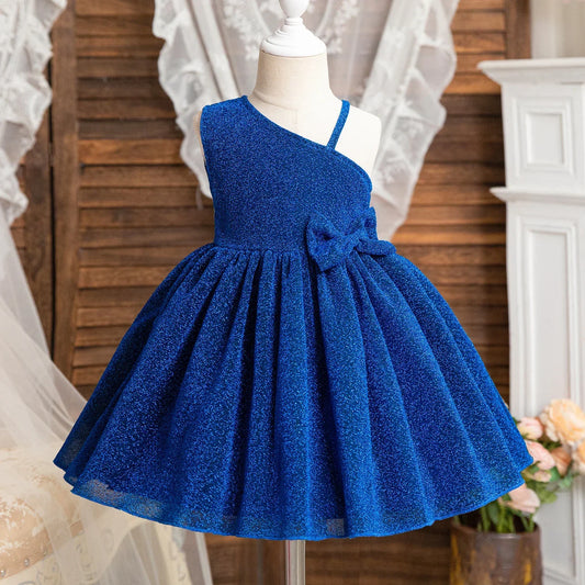 Elegant Party Dress for Girls Formal Evening Luxury Dress 2024 New Bow Sleeveless Princess Dresses Children Birthday Party Gown