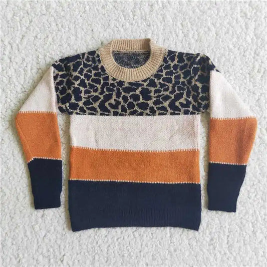 New Fashion Baby Girls Boys Children Boys' Tricolor Striped Sweater Wholesale Boutique Children Winter Coat