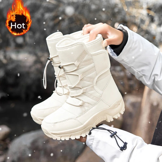 2025 Women Winter Snow Boots Warm Boots Lengthening With Wide Toe and Adding Velvet Inside Keep Warm Soft Soled Shoes Non-slip