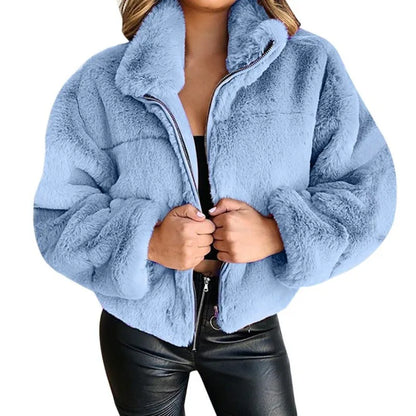 Autumn Winter Coat For Women 2025 New Elegant Teddy Bear Warm Thicken Fleece Faux Fur Coats Jacket Women Long Sleeve Outwear
