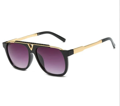 Popular Fashion Men Sunglasses Square Metal Combination Frame Anti-UV400 Lens