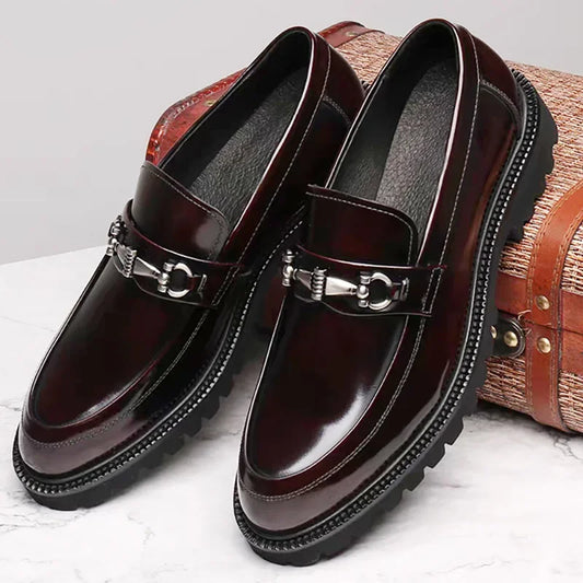 Men's Dress Leather Shoes Horse Street Buckle High Quality Men's Oxford Shoes Wedding Party Office Formal Shoe Large Size 38-48