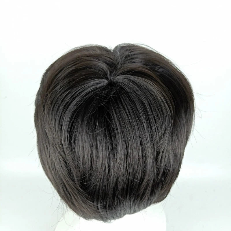 Fashion Men Synthetic Black Short Wig With Middle Parted Bang DIY Styling Wig for Men Daily Wear Toupee Hairpieces Straight Hair