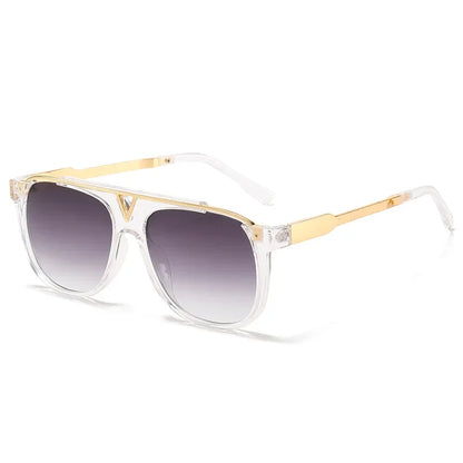 Popular Fashion Men Sunglasses Square Metal Combination Frame Anti-UV400 Lens