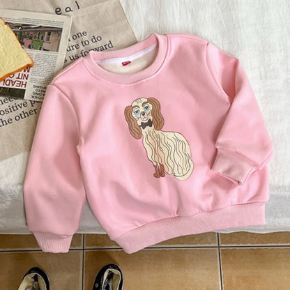 2024 winter warm sweaters for girls fleece thicken kids sweatshirts cartoon tops toddler boys clothing