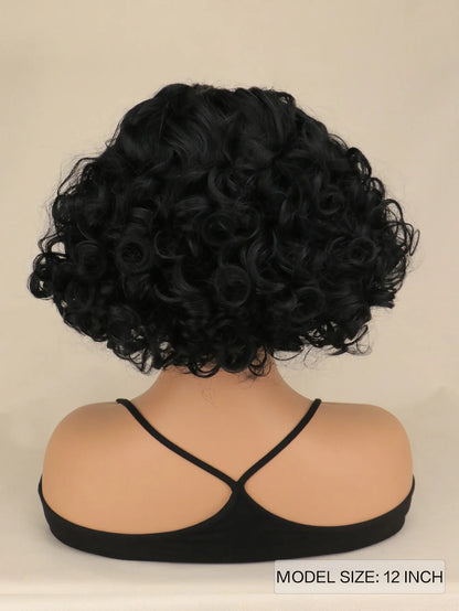 Short Curly Black Wigs for Women Synthetic Natural Wavy Costume Cosplay Party Wig