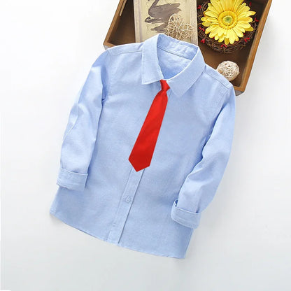 School Uniform Boys Shirts Cotton Long Sleeve Baby Toddler Teenager Party Wedding Clothes Kids Shirts For Boys Children Tops
