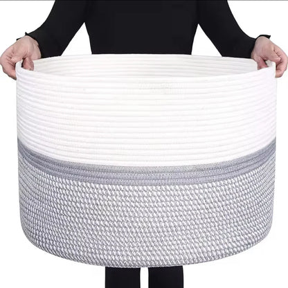 Household Wicker Dirty Laundry Basket ，Oversized Cotton Woven Storage Basket,Store Clothes and Miscellaneous ,Foldable Toy Stora