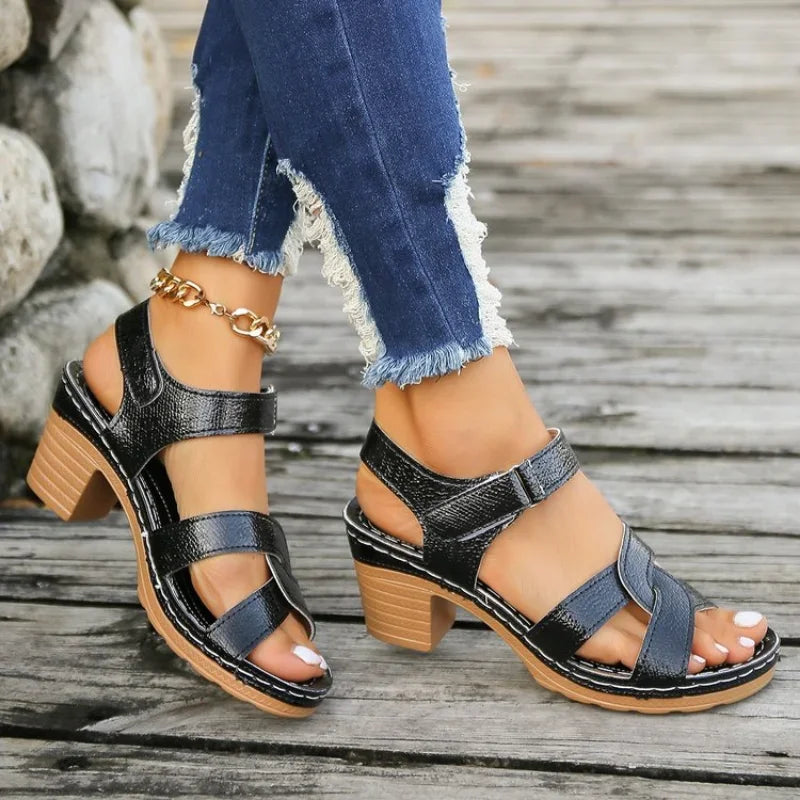 Women Platform High Heels Sandals 2024 Summer Dress Chunky Open Toe Shoes New Design Brand Slingback Sandals Female Zapatos Muje