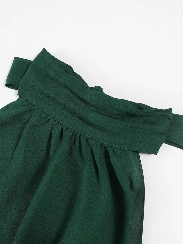 2025 Spring and Summer New Women's Casual Solid Colour Hanging Neck Sleeveless Wide-Leg Jumpsuit Best Choice for Summer