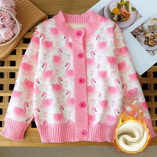 Girls' sweater jacket, autumn and winter new style, thickened and fashionable, girls' knitted sweater, children's top