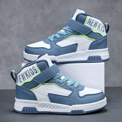 Winter plush and warm children's shoes, fashionable and trendy casual high top board shoes