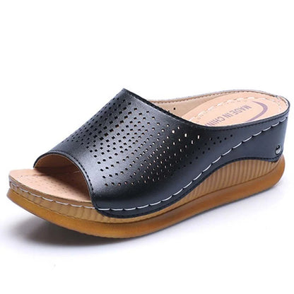 Summer Women Sandals New Fashion Open Toe Retro Breathable Womens Sandals Wedge Slip On Female Women Orthopedic Sandal Footwear