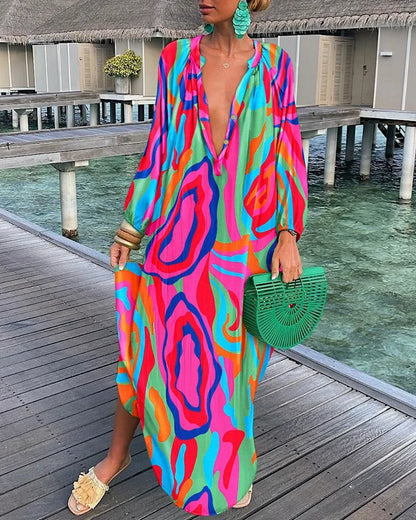 Summer Long Elegant Robe Dress 2023 Fashion Party Long Sleeve Dresses Women's Casual Sundress Vintage Dresses For Women Clothing