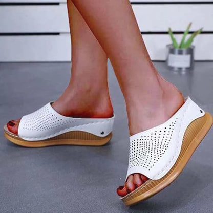 Summer Women Sandals New Fashion Open Toe Retro Breathable Womens Sandals Wedge Slip On Female Women Orthopedic Sandal Footwear
