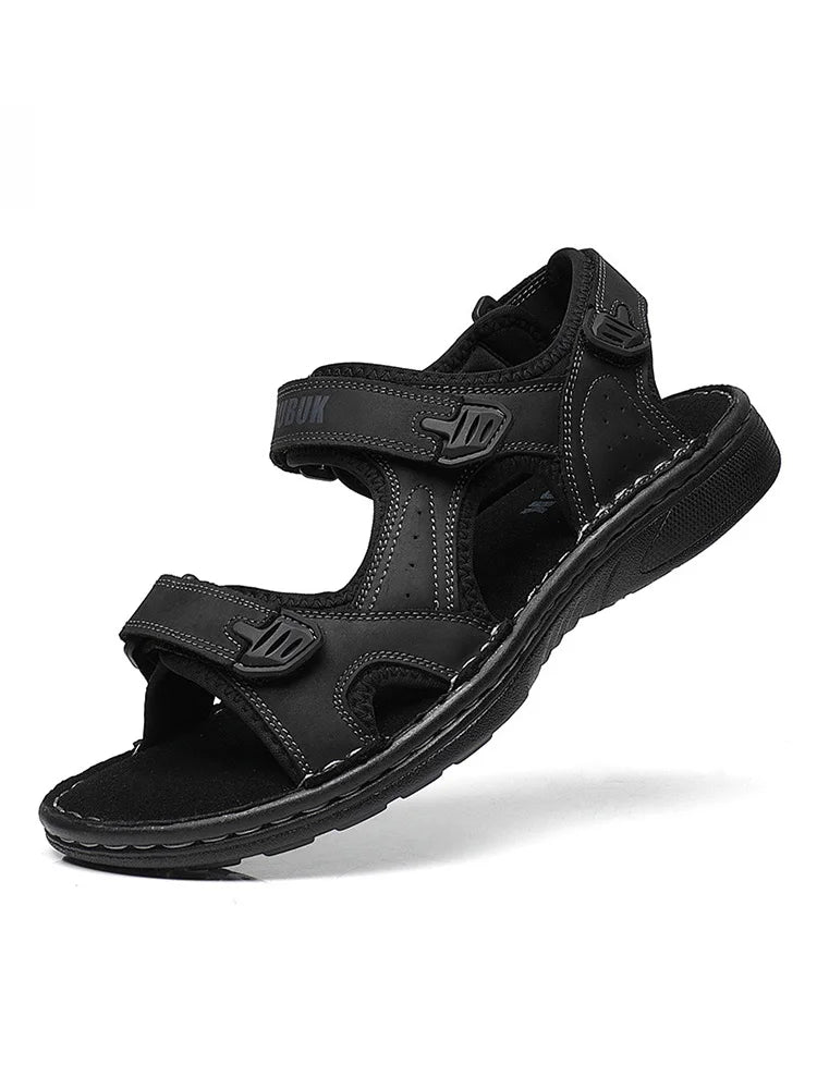 First-Layer Cowhide Men's Sports Sandals, Open-Toe Outdoor 防滑 Sandals, Casual Men's Shoes, Outdoor Fashion Beach Shoes, Li