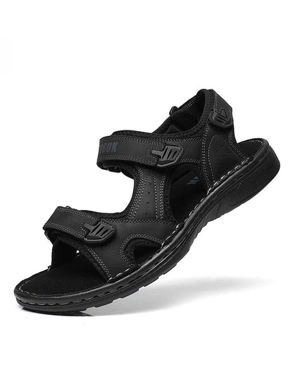 First-Layer Cowhide Men's Sports Sandals, Open-Toe Outdoor 防滑 Sandals, Casual Men's Shoes, Outdoor Fashion Beach Shoes, Li